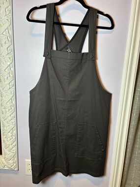 Fox Cotton Denim Casual Overall dress in Grey Size XL